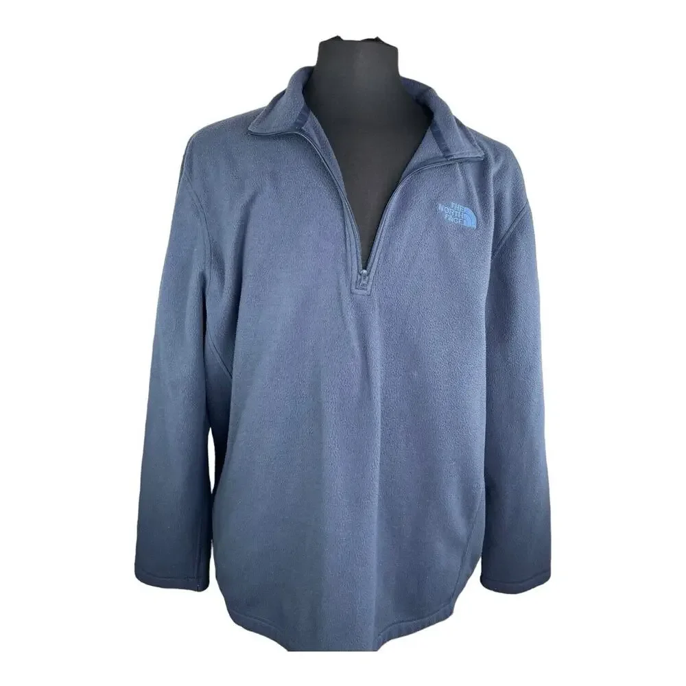 North Face Sweater Mens Blue XL Pullover 1/2 Zip Mock‎ Neck Knit EUC